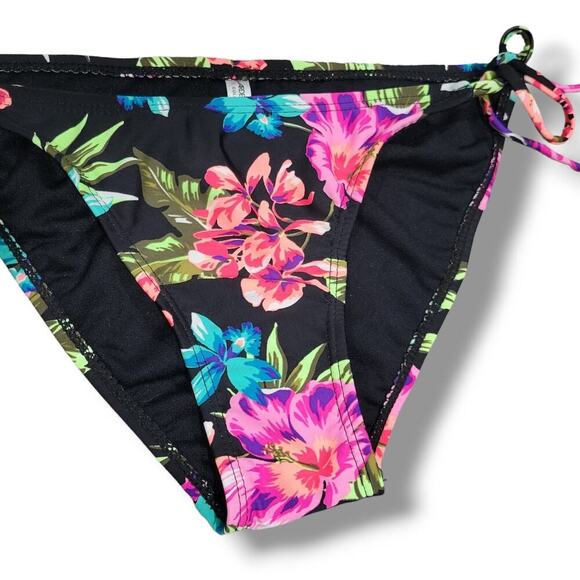 Ardene Basic Collection women's black floral side-tie swim bikini bottom  - xs - Picture 5 of 8
